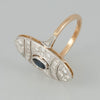 Anillo antiguo en oro 18k con zafiro y diamantes - Mayka Jewels