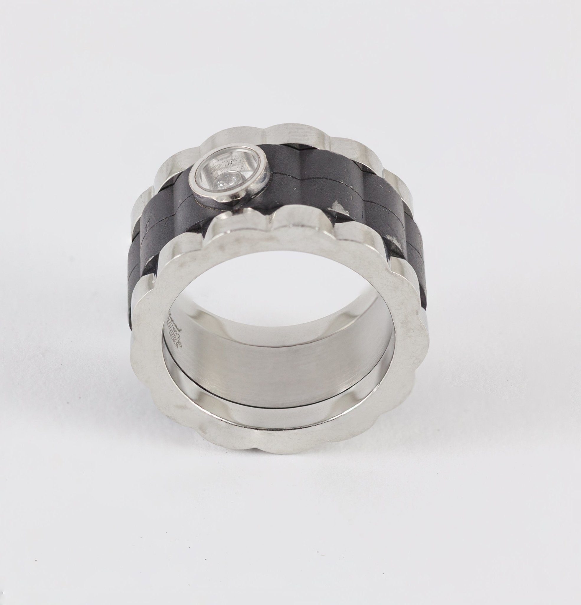 Anillo Chopard de acero y brillante - Mayka Jewels