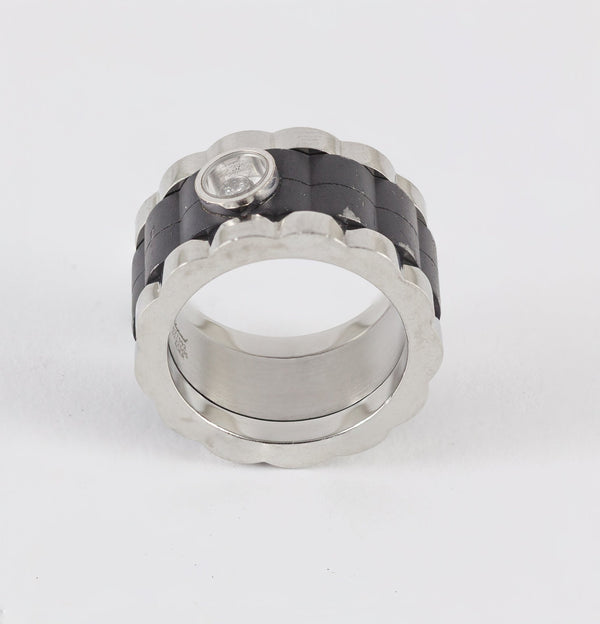 Anillo Chopard de acero y brillante - Mayka Jewels
