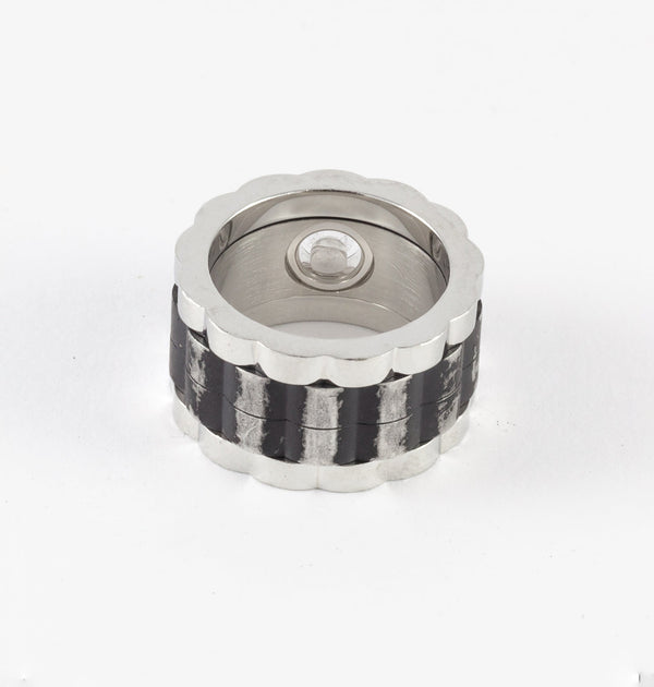 Anillo Chopard de acero y brillante - Mayka Jewels