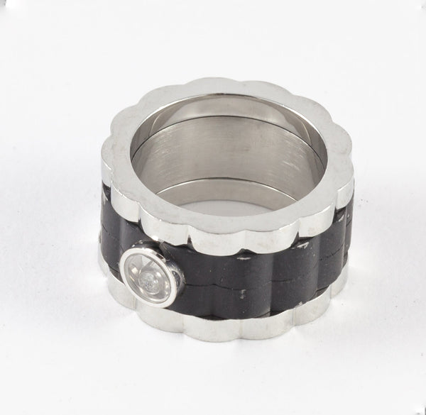 Anillo Chopard de acero y brillante - Mayka Jewels