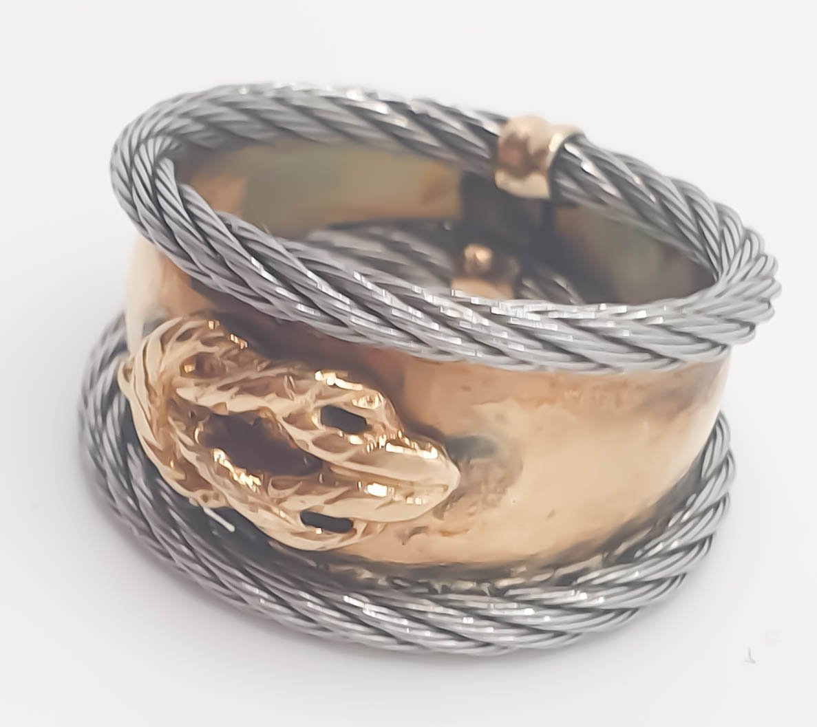 Anillo de diseño en oro 18k y acero - Mayka Jewels