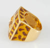 Anillo en oro 18k con citrino y brillantes esmaltado a mano - Mayka Jewels
