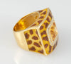 Anillo en oro 18k con citrino y brillantes esmaltado a mano - Mayka Jewels