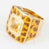 Anillo en oro 18k con citrino y brillantes esmaltado a mano - Mayka Jewels