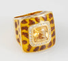 Anillo en oro 18k con citrino y brillantes esmaltado a mano - Mayka Jewels
