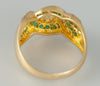 Anillo en oro 18k con esmeraldas y brillantes - Mayka Jewels