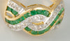 Anillo en oro 18k con esmeraldas y brillantes - Mayka Jewels