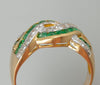 Anillo en oro 18k con esmeraldas y brillantes - Mayka Jewels