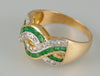 Anillo en oro 18k con esmeraldas y brillantes - Mayka Jewels