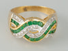 Anillo en oro 18k con esmeraldas y brillantes - Mayka Jewels