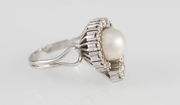 Anillo en oro 18k con perla australiana y brillantes - Mayka Jewels