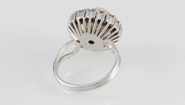 Anillo en oro 18k con perla australiana y brillantes - Mayka Jewels