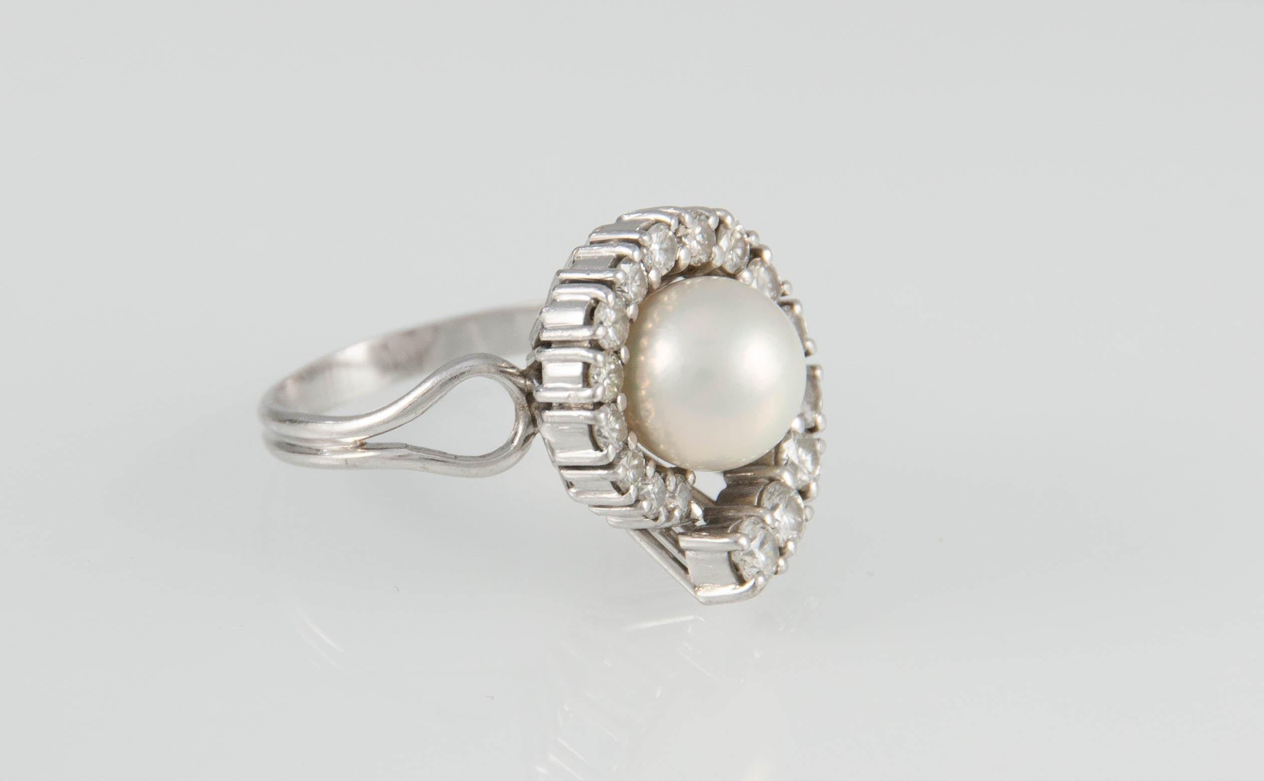 Anillo en oro 18k con perla australiana y brillantes - Mayka Jewels