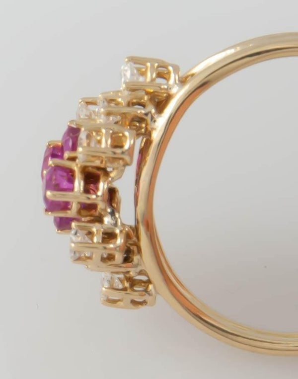 Anillo en oro 18k con rubíes y brillantes - Mayka Jewels