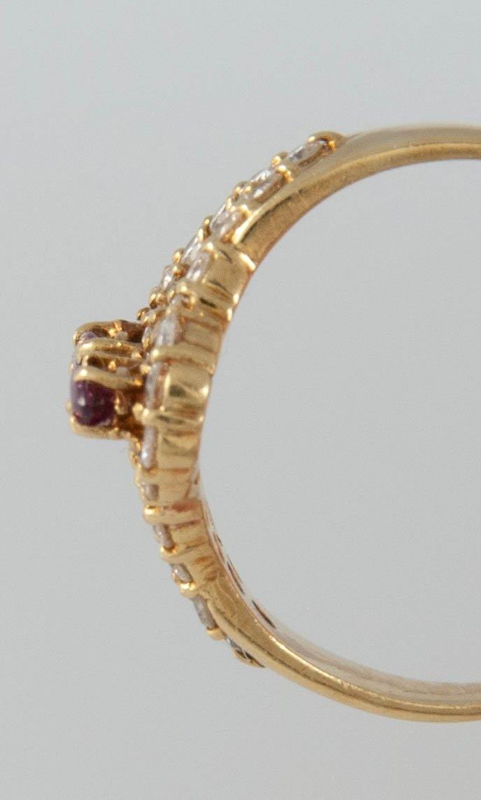 Anillo en oro 18k con rubíes y brillantes - Mayka Jewels