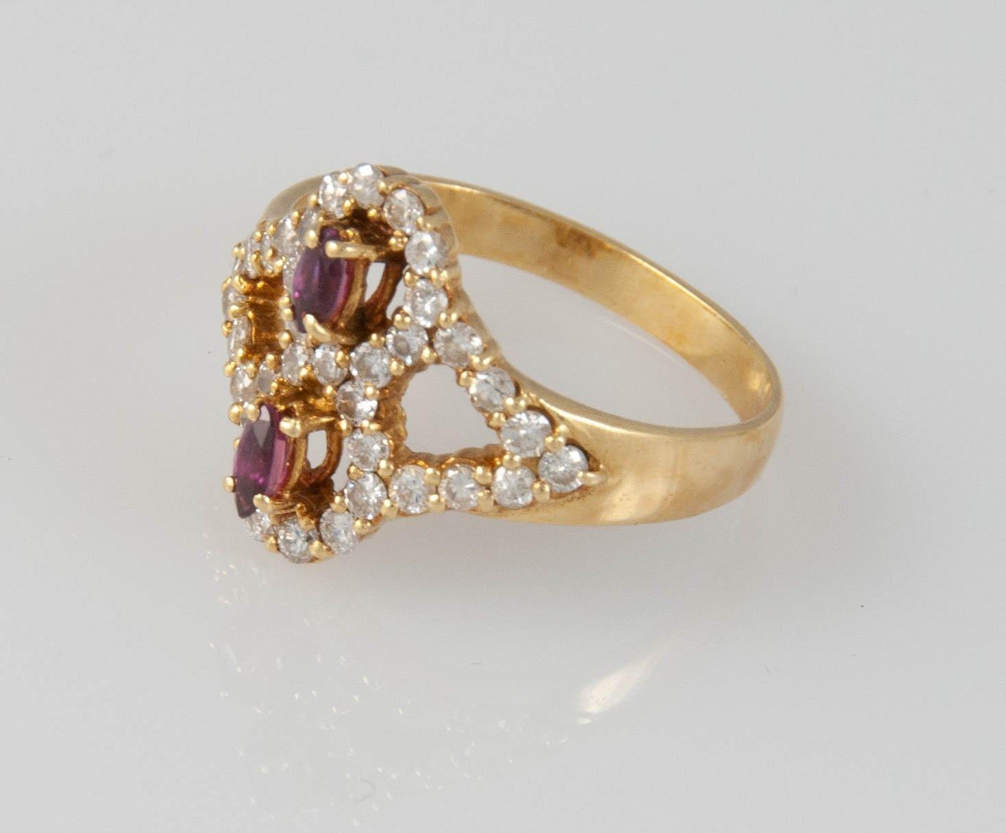 Anillo en oro 18k con rubíes y brillantes - Mayka Jewels