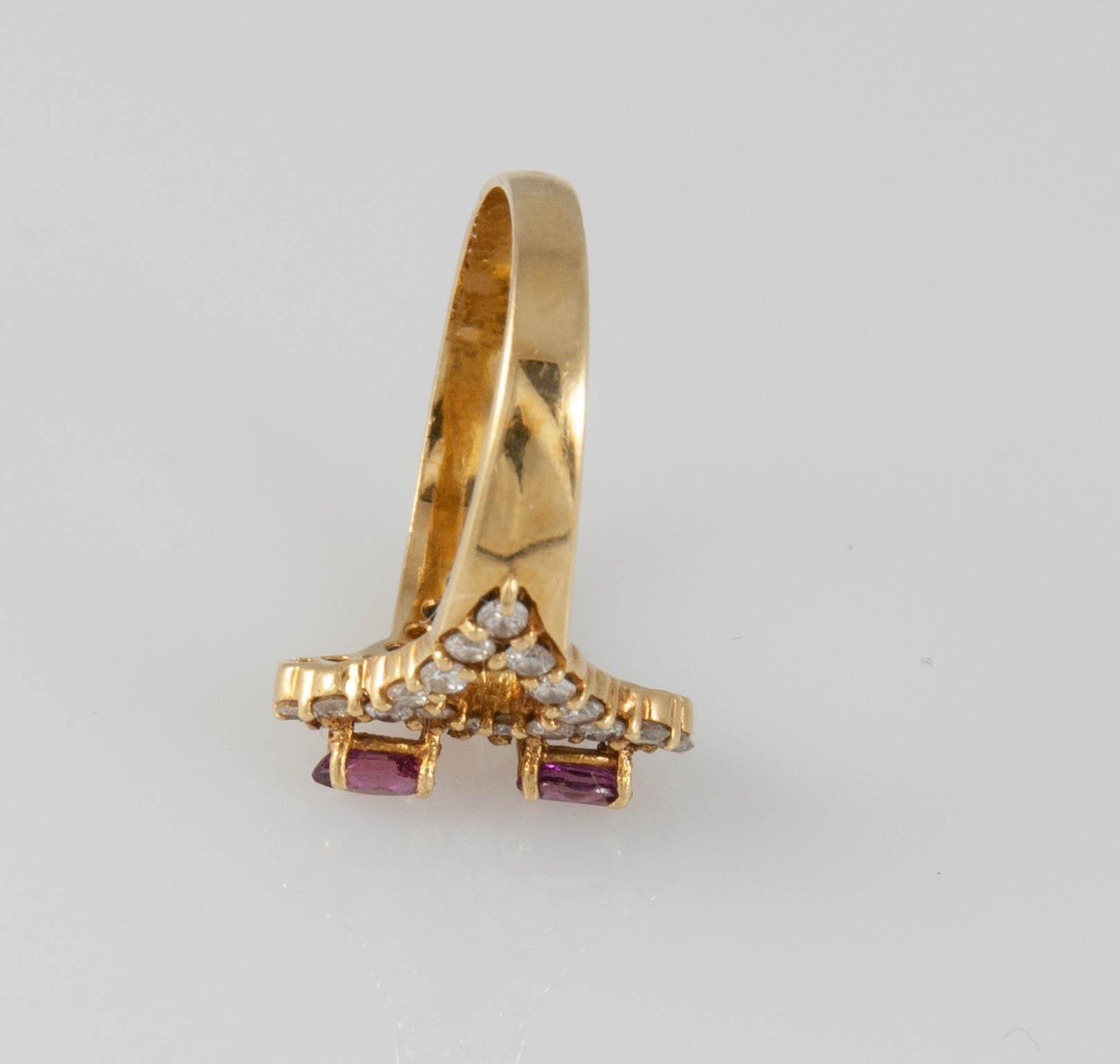 Anillo en oro 18k con rubíes y brillantes - Mayka Jewels
