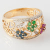 Anillo en oro 18k con zafiros rubíes y esmeraldas - Mayka Jewels