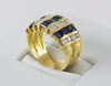Anillo en oro amarillo 18k con brillantes y zafiros - Mayka Jewels