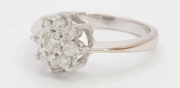 Anillo en oro blanco 18k con brillantes - Mayka Jewels