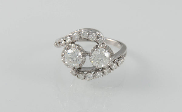 Anillo en oro blanco 18k con brillantes - Mayka Jewels