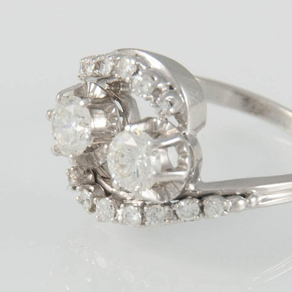 Anillo en oro blanco 18k con brillantes - Mayka Jewels