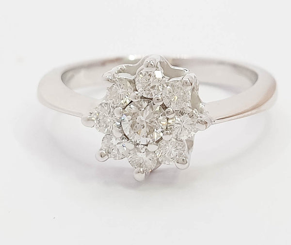 Anillo en oro blanco 18k con brillantes - Mayka Jewels