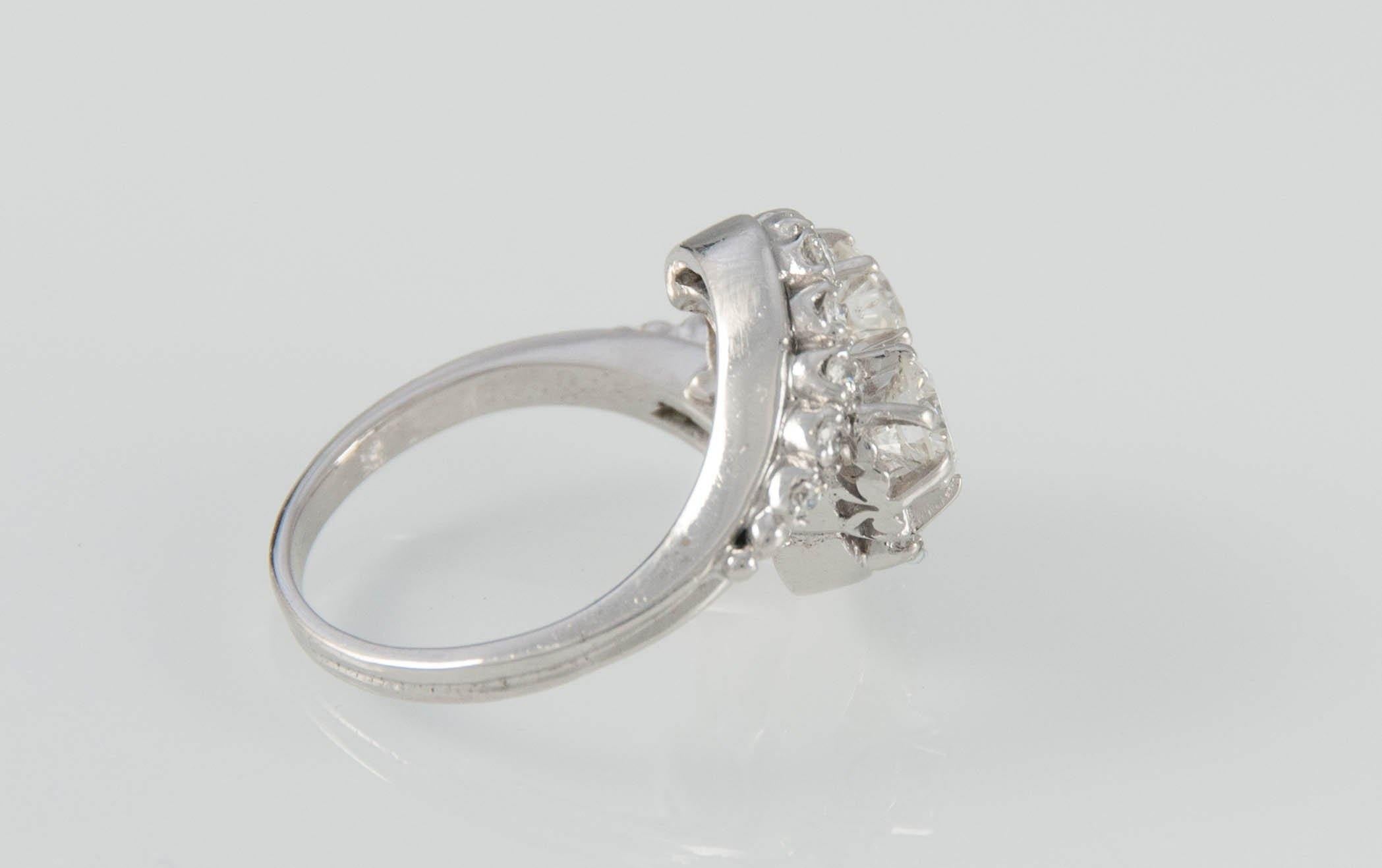 Anillo en oro blanco 18k con brillantes - Mayka Jewels