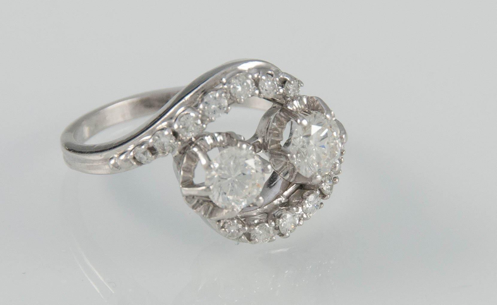 Anillo en oro blanco 18k con brillantes - Mayka Jewels