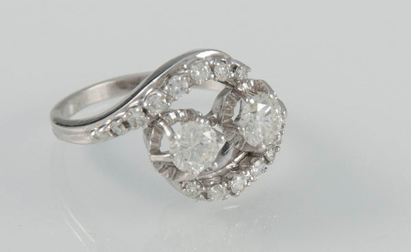 Anillo en oro blanco 18k con brillantes - Mayka Jewels