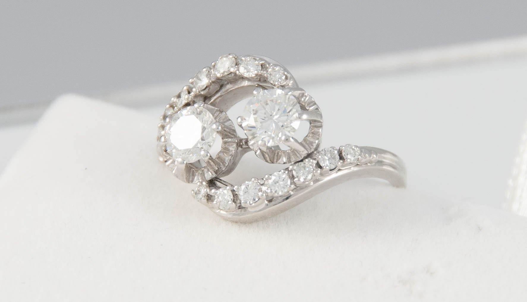 Anillo en oro blanco 18k con brillantes - Mayka Jewels
