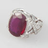 Anillo en oro blanco 18k con brillantes y rubí - Mayka Jewels