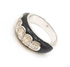 Anillo en oro blanco 18k con diamantes y ónix - Mayka Jewels