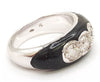 Anillo en oro blanco 18k con diamantes y ónix - Mayka Jewels