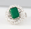 Anillo en oro blanco 18k con esmeralda y brillantes - Mayka Jewels
