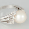 Anillo en oro blanco 18k con perla natural y brillantes - Mayka Jewels