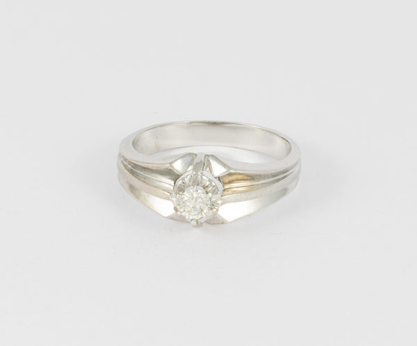 Anillo en oro blanco 18k y brillante 0.22 ct - Mayka Jewels