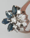 Anillo en oro blanco de 14k con zafiros y brillantes - Mayka Jewels