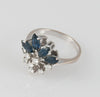 Anillo en oro blanco de 14k con zafiros y brillantes - Mayka Jewels