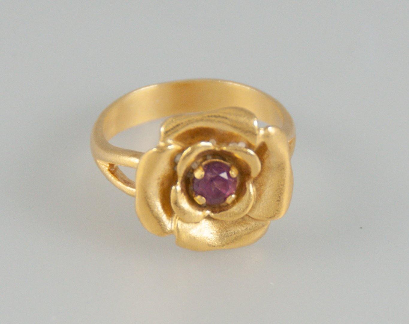 Anillo flor Tous en oro 18k con amatista - Mayka Jewels