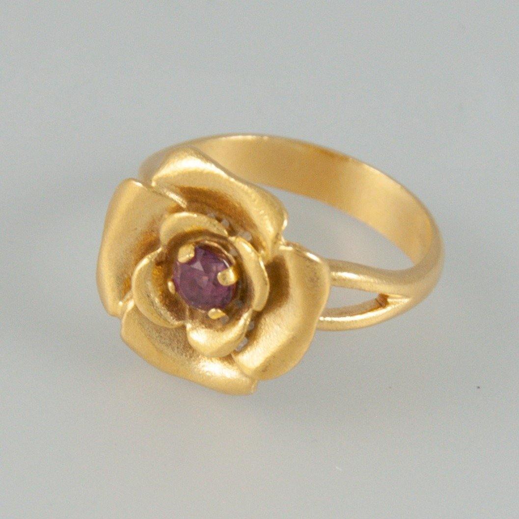 Anillo flor Tous en oro 18k con amatista - Mayka Jewels