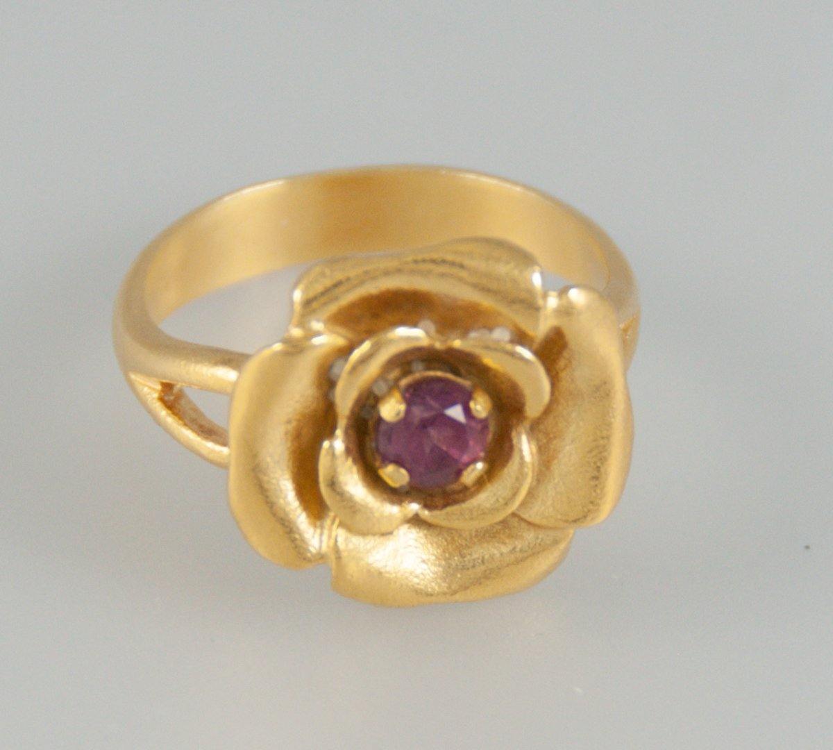 Anillo flor Tous en oro 18k con amatista - Mayka Jewels