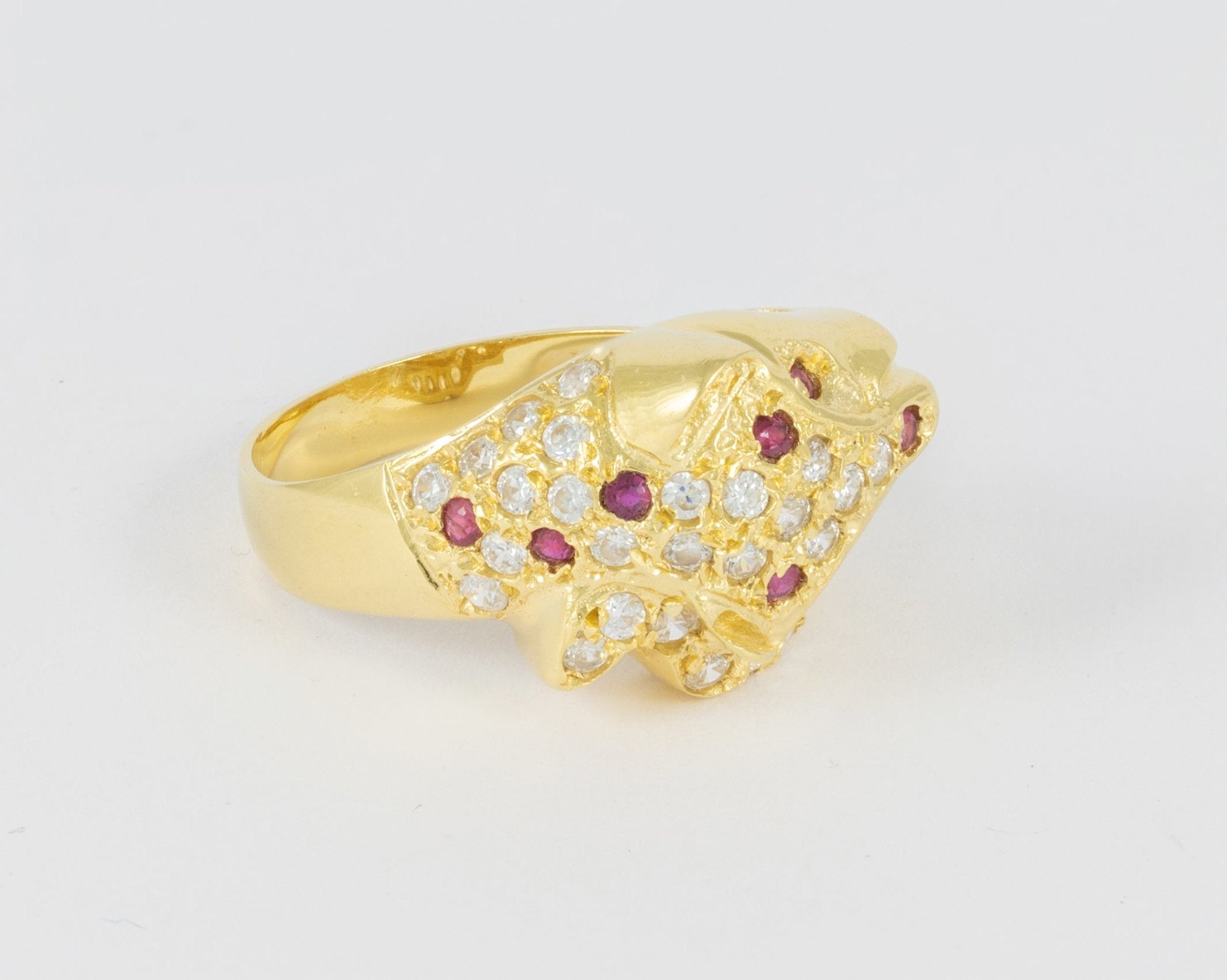 Anillo pantera en oro amarillo 18k - Mayka Jewels