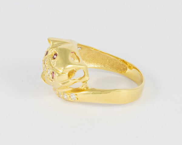 Anillo pantera en oro amarillo 18k - Mayka Jewels