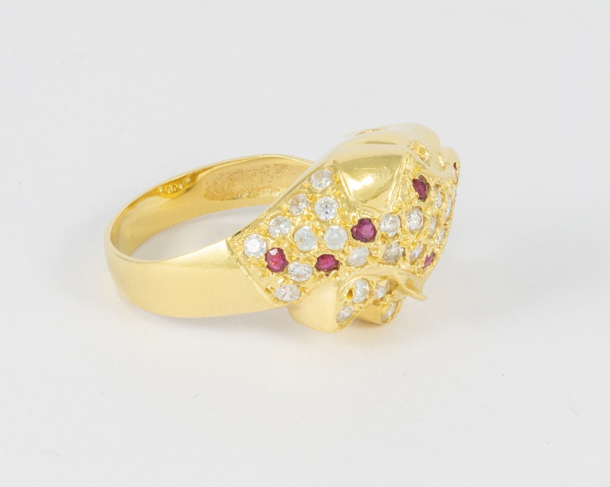 Anillo pantera en oro amarillo 18k - Mayka Jewels