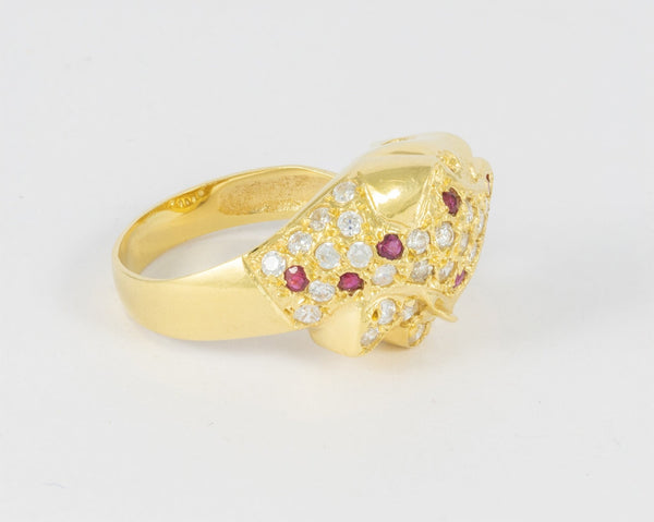 Anillo pantera en oro amarillo 18k - Mayka Jewels