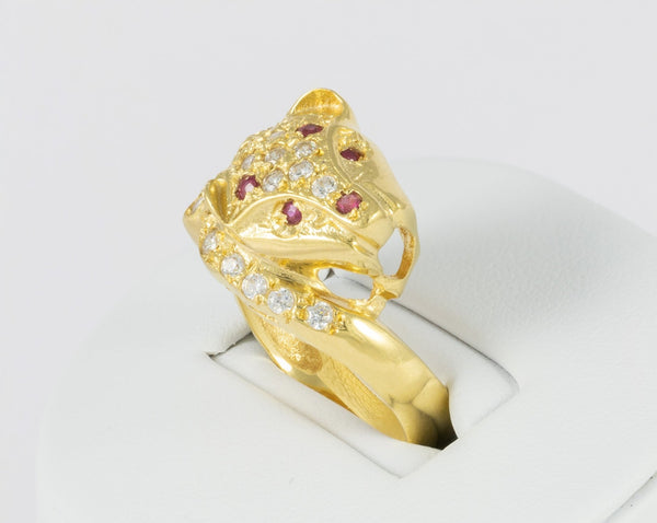 Anillo pantera en oro amarillo 18k - Mayka Jewels