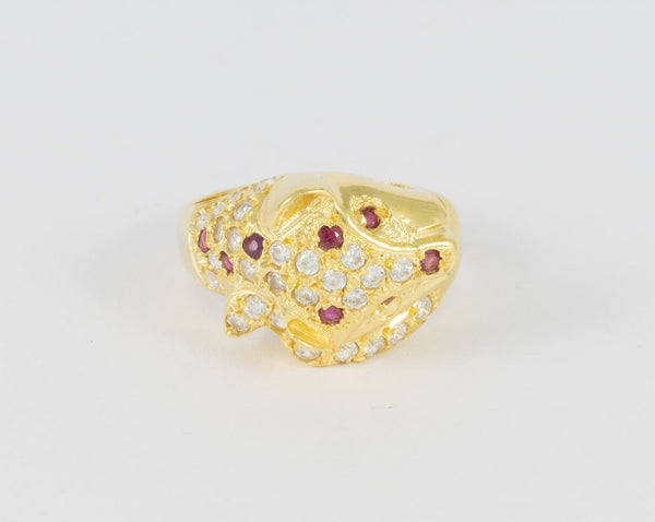 Anillo pantera en oro amarillo 18k - Mayka Jewels