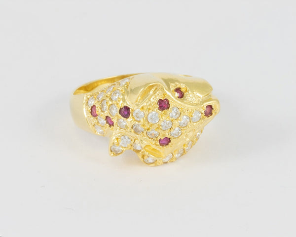 Anillo pantera en oro amarillo 18k - Mayka Jewels
